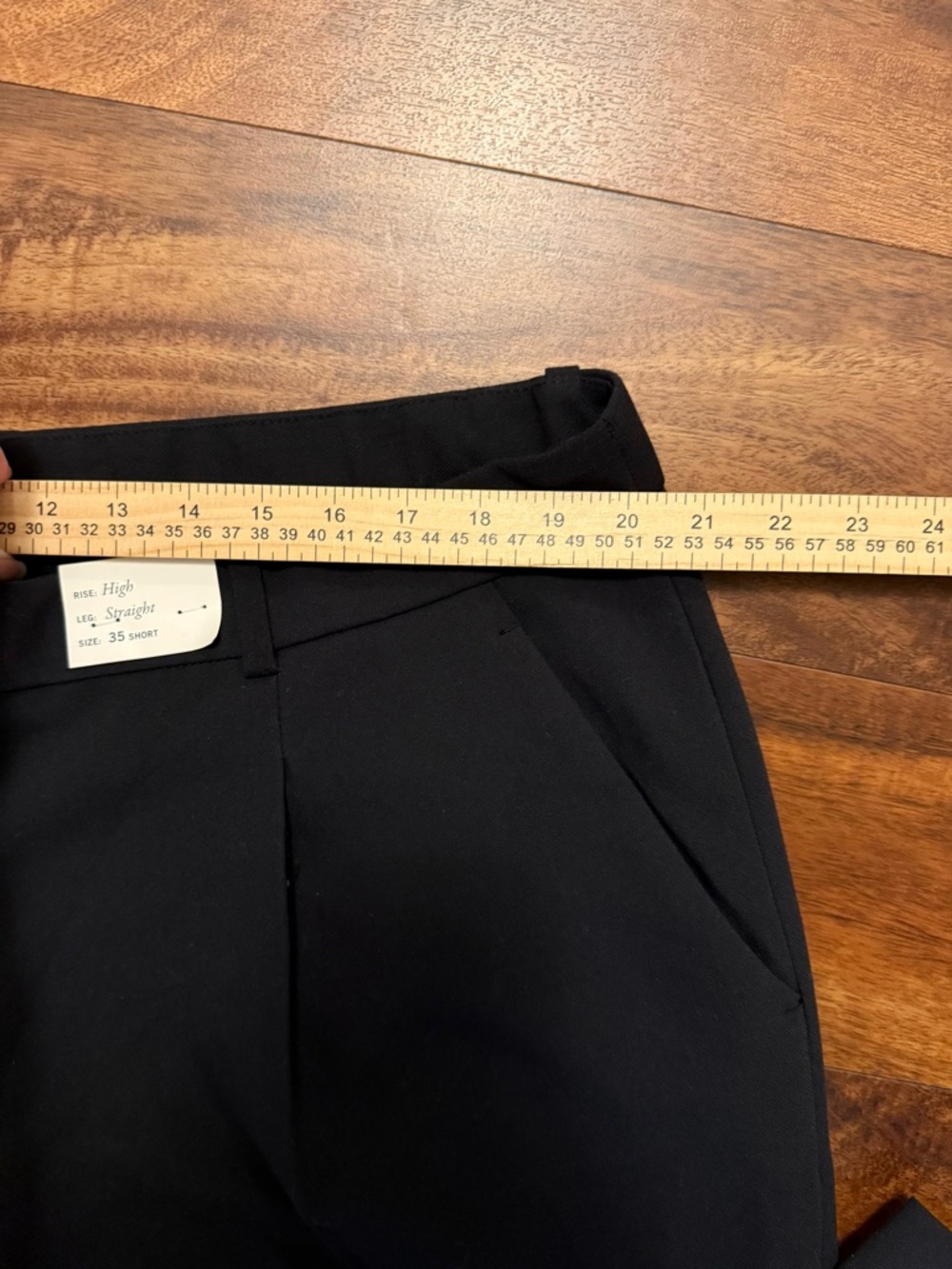 NWT Abercrombie & Fitch High Rise Straight Black Dress Pant 20 Short - Picture 3 of 6